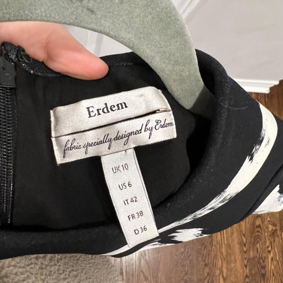 ERDEM Ivy Black Floral Half Sleeve Scuba Dress - US Size 6 - Picture 9 of 11